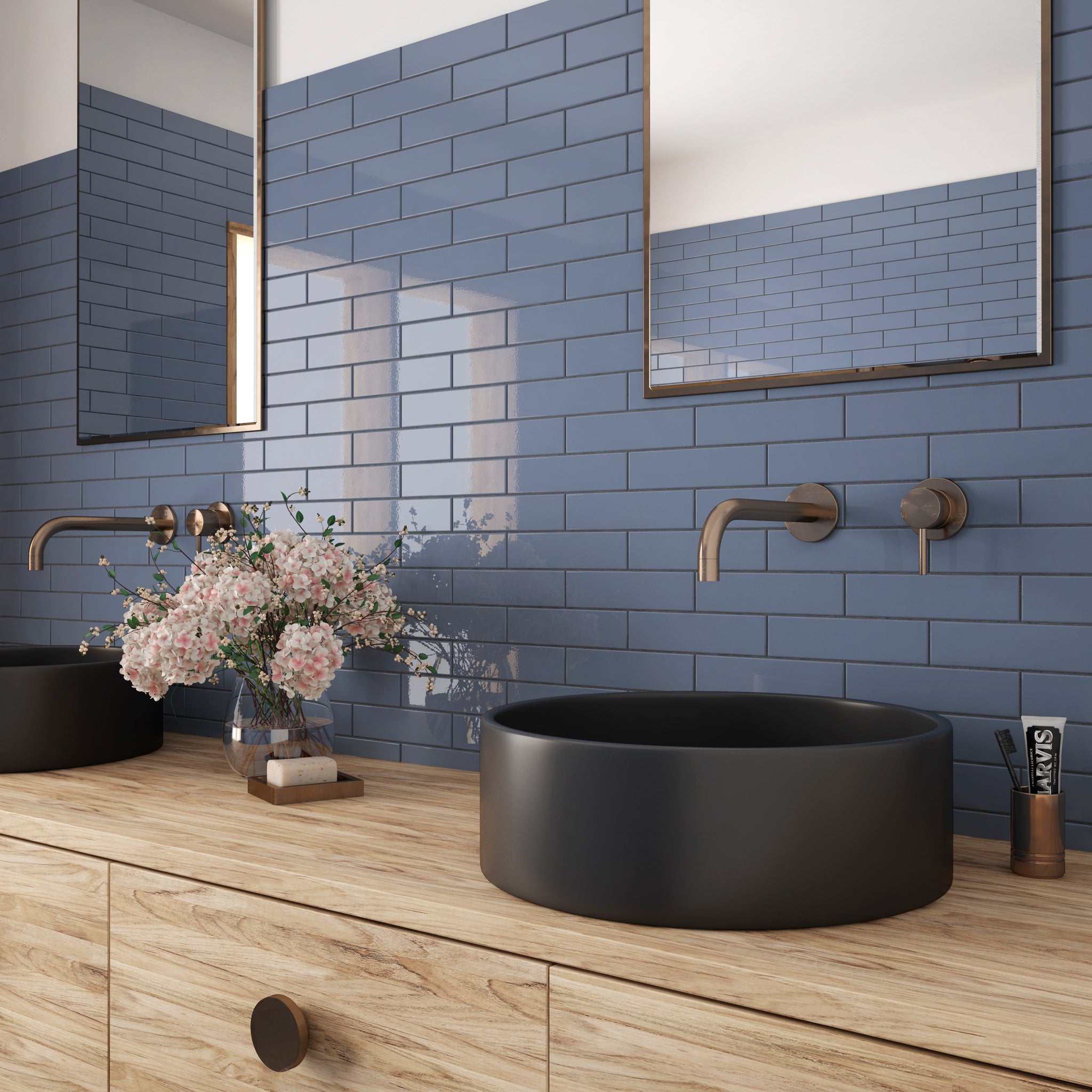 Costa Nova Salle de bain Banyan Bleu Lustré / Costa Nova Bathroom Banyan Blue Glossy