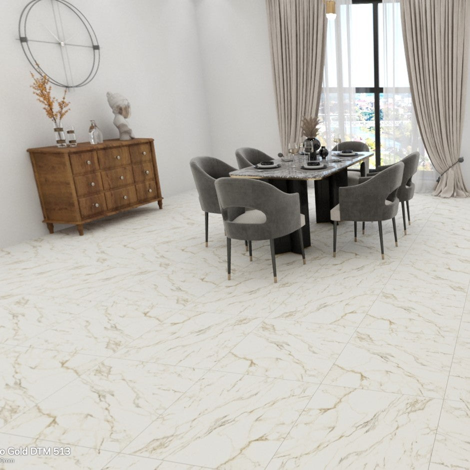 Pureflex 24x24 - Statuario Gold Living Room