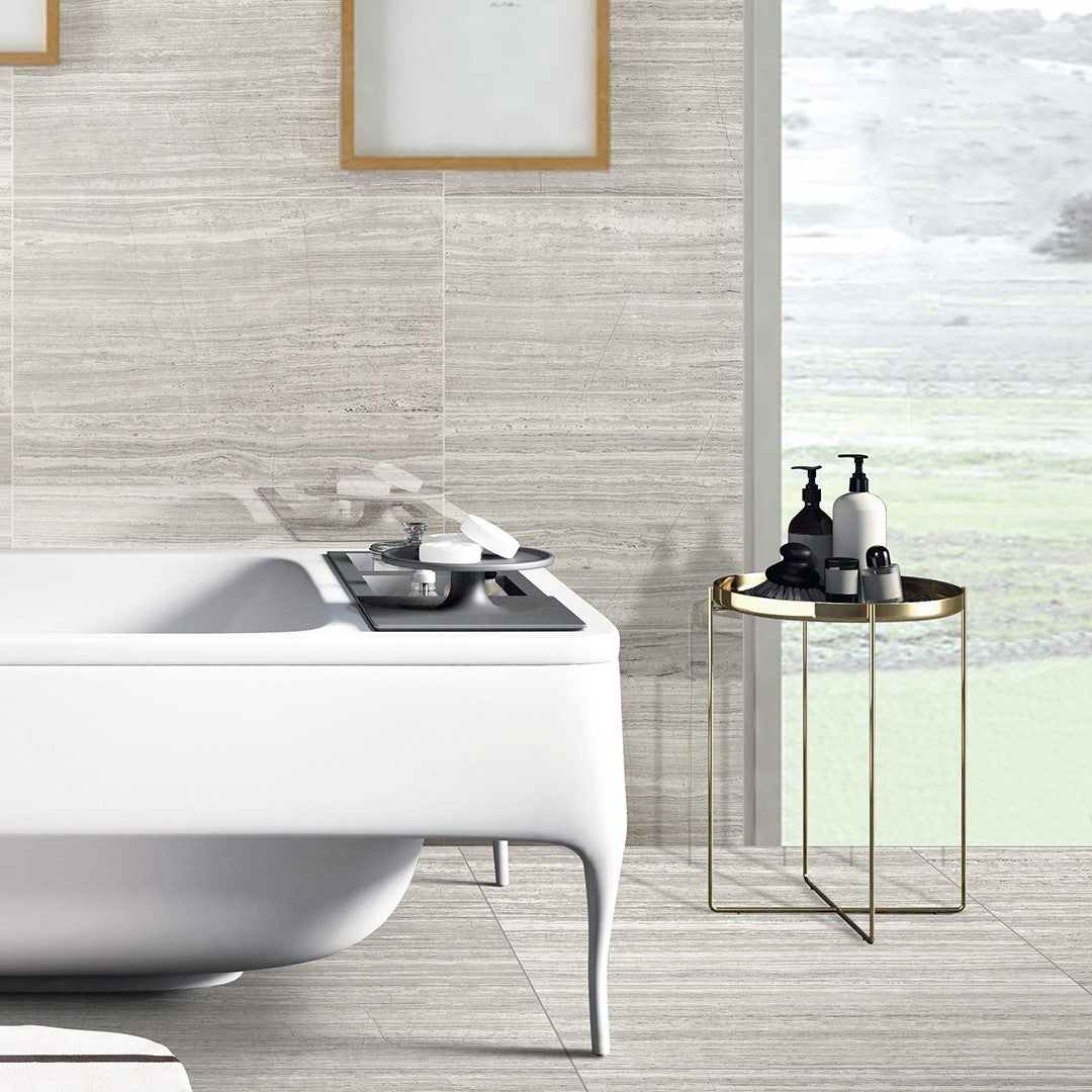 Eterna Mat Salle de bain Travertine Argent / Eterna Matte Bathroom Travertine Silver