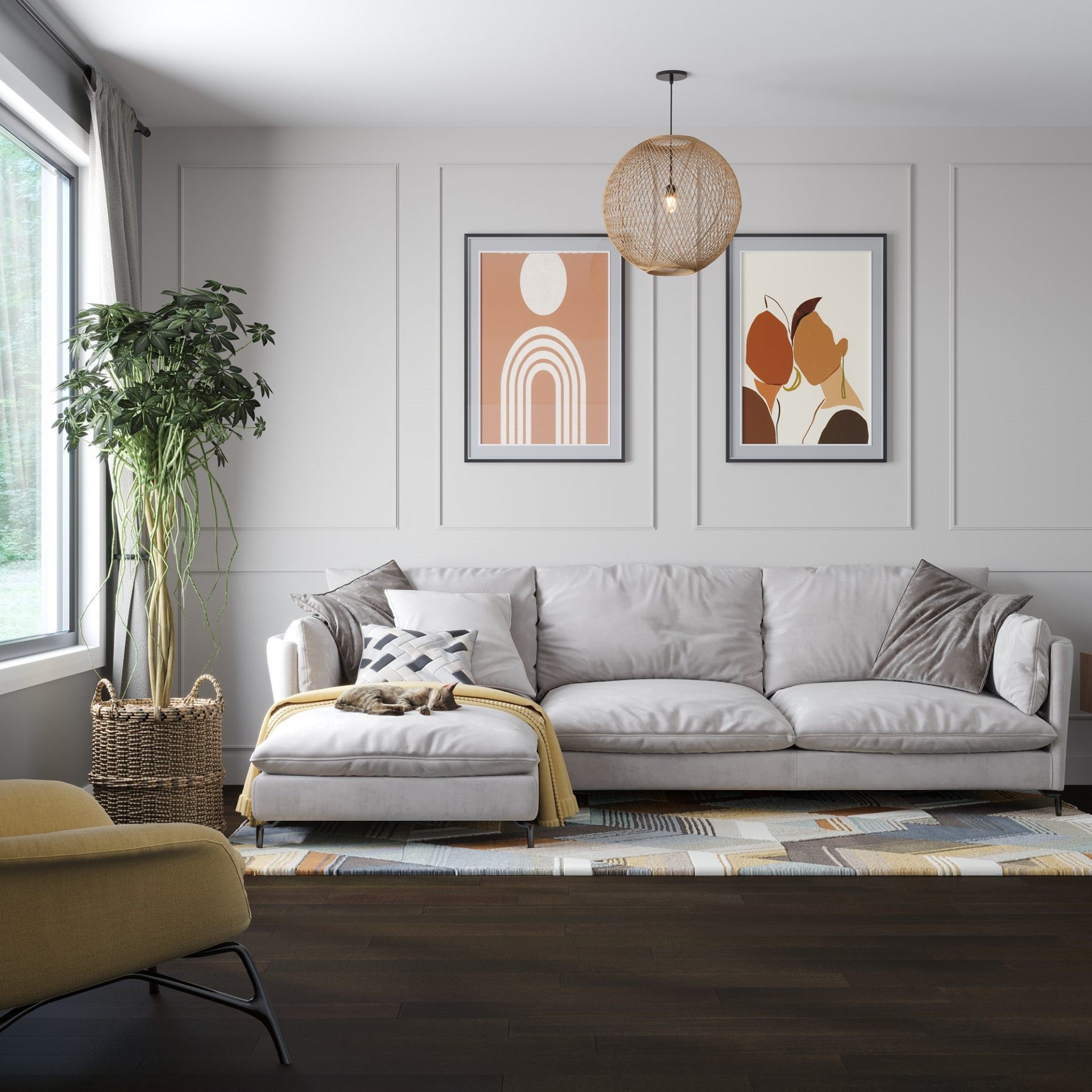 Chêne Blanc Sur Quartier V+ Max 19 Salon Tribeca / White Oak Quartersawn V+ Max 19 Living room Tribeca