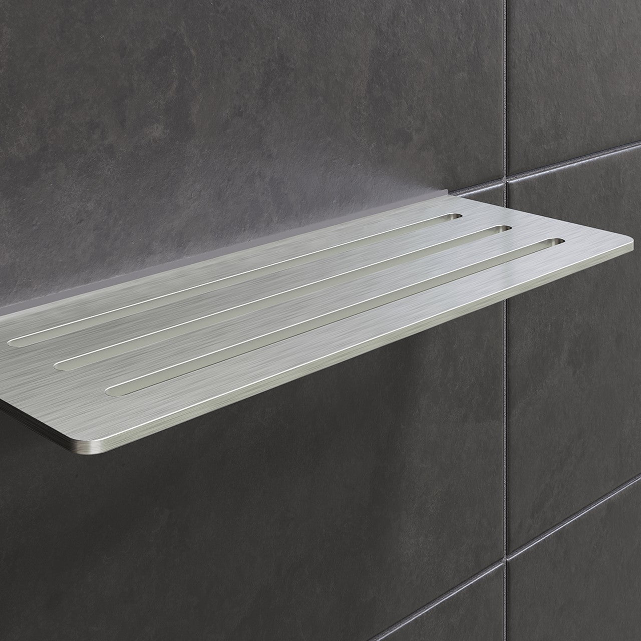 Étagère à mur rectangle Wave Inox brossé / Rectangular wall shelf Wave Brushed Inox