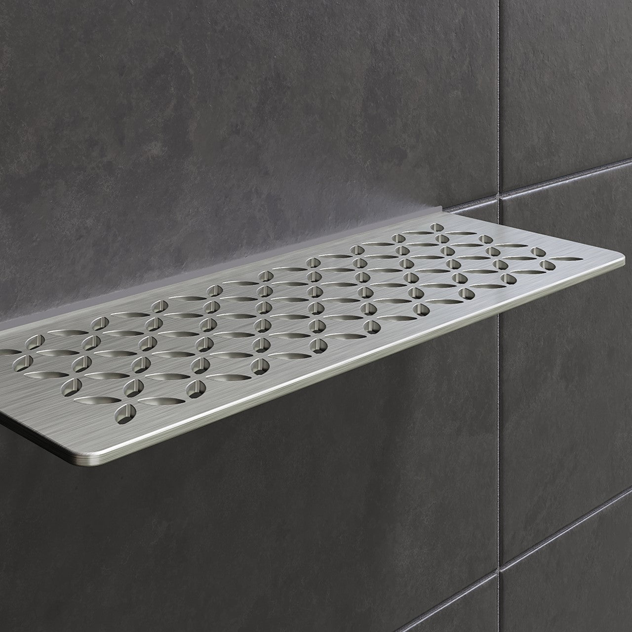 Étagère à mur rectangle Floral Inox brossé / Rectangular wall shelf Floral Brushed Inox