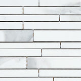 Carrara x White Linear Mosaic 11.42" x 9.76" Irregular