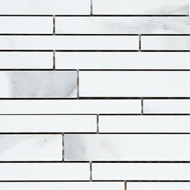 Carrara x blanc mosaïque linéaire 11.42" x 9.76" irrégulière