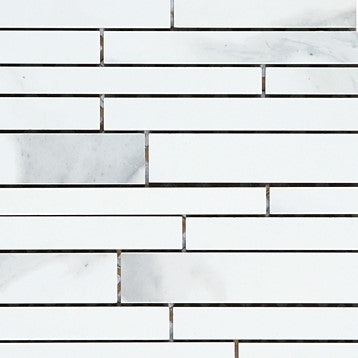 Carrara x blanc mosaïque linéaire 11.42" x 9.76" irrégulière
