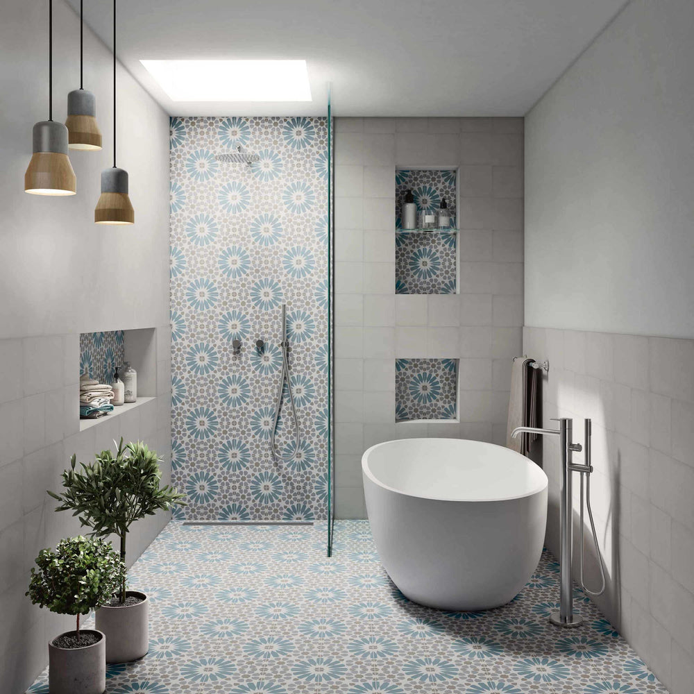 Deco Anthology Salle de bain Gris et Etnic B Bleu Pâle / Deco Anthology Bathroom Grey and Etnic B Light Blue