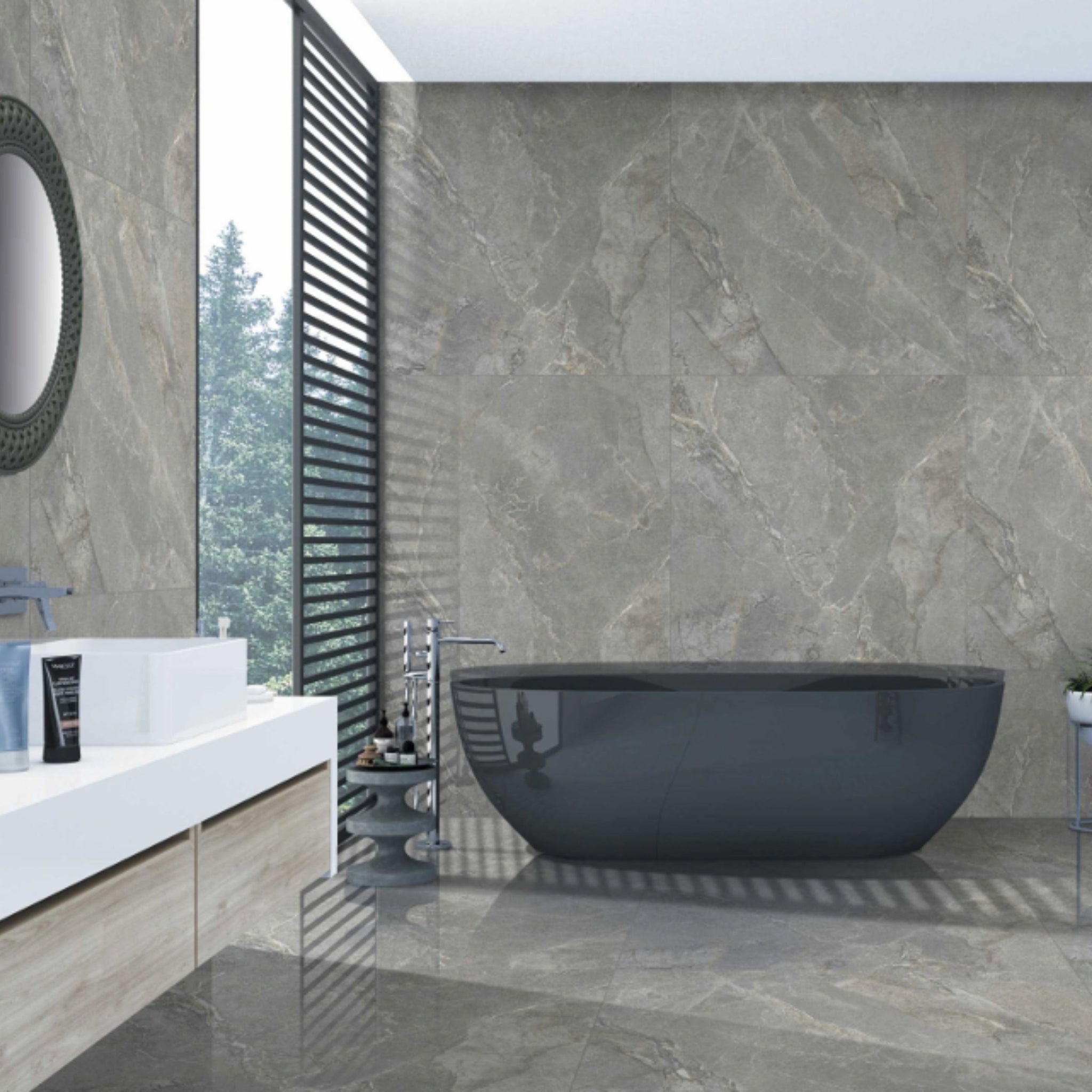 Indus  24" x 24" gris mat