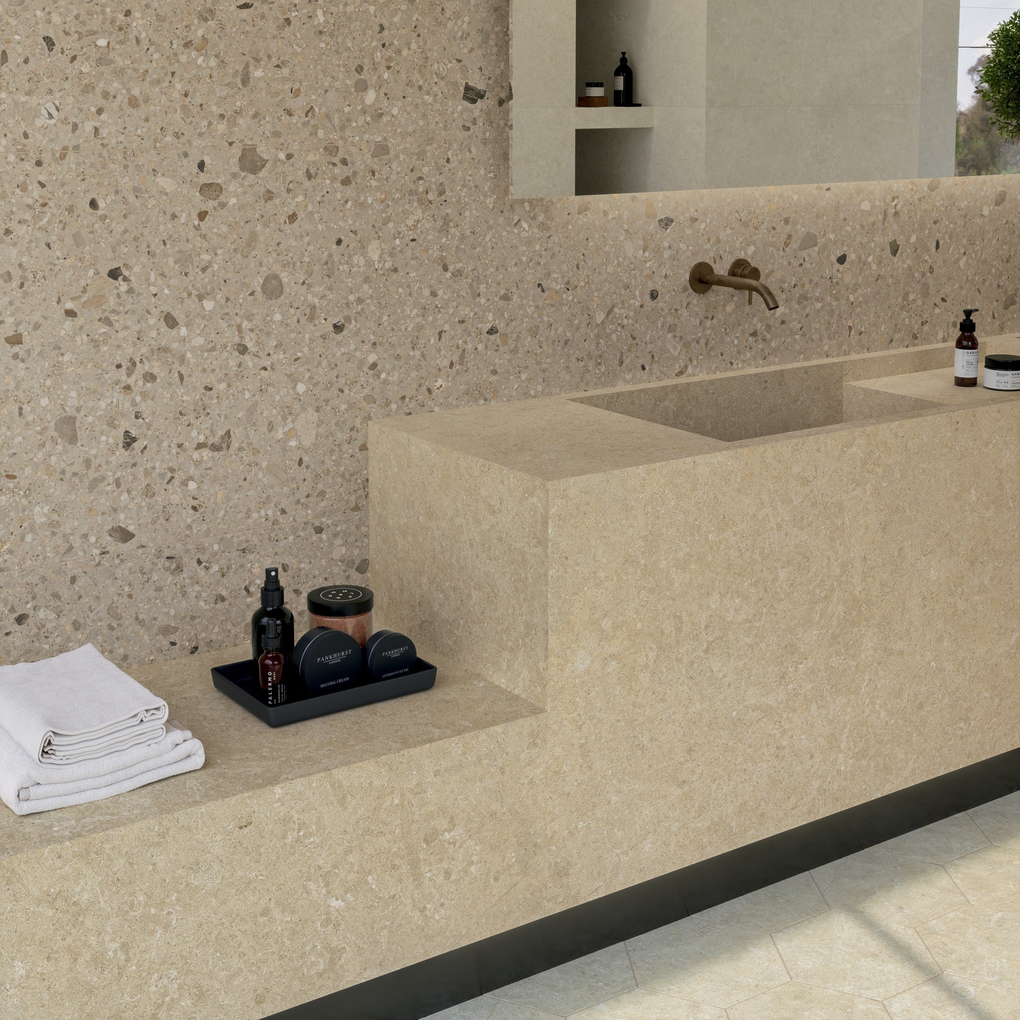 Arkistyle - Salle de bain Clay +Sand+Shade Warm Bathroom