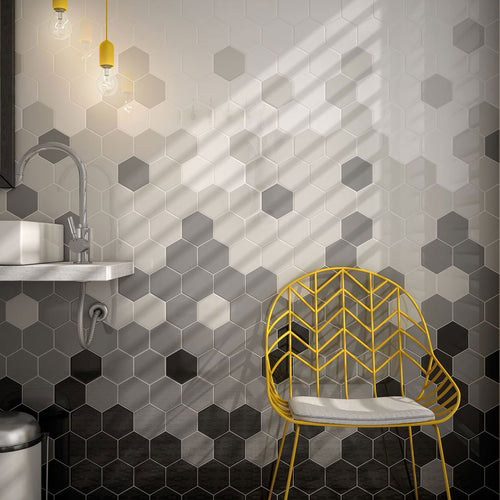 Hexagon - Salle de bain Noir, Gris et Blanc / Black, Grey and White Bathroom