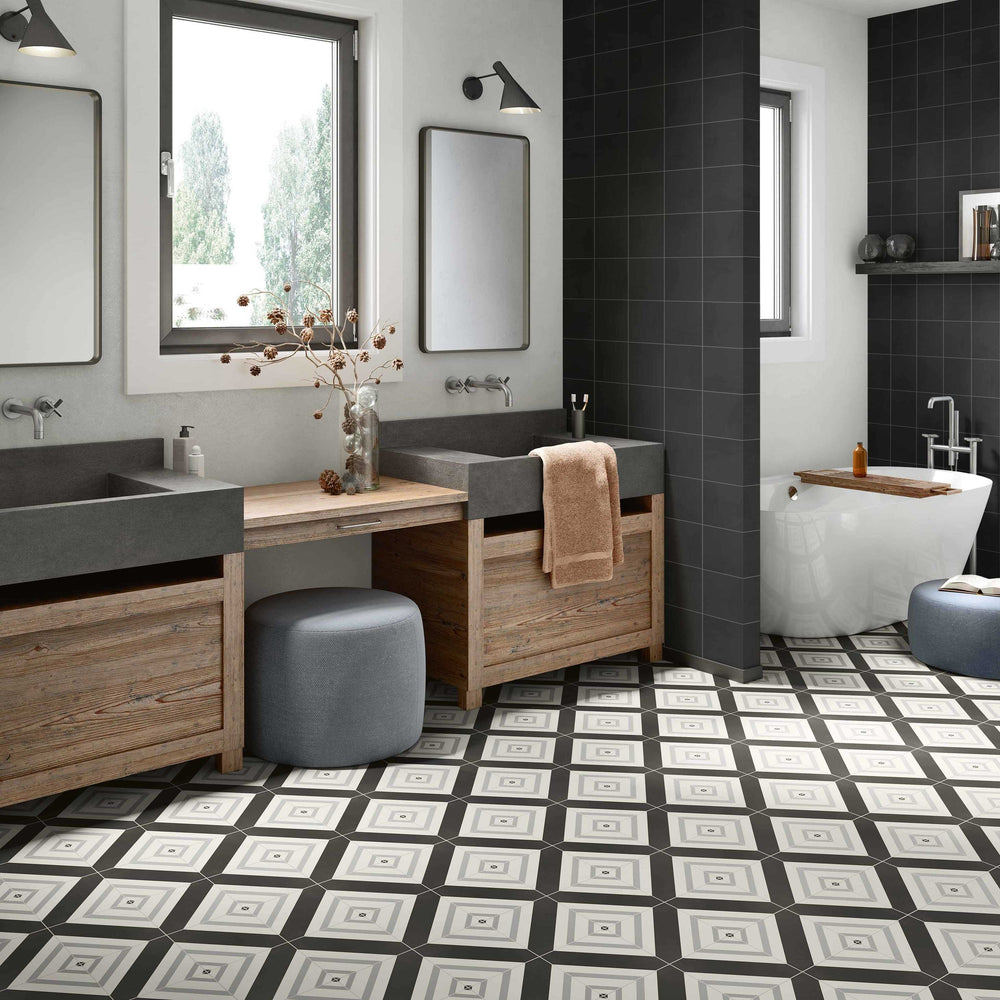 Deco Anthology Salle de bain Noir et Geo B B&W / Deco Anthology Bathroom Black & Geo B B&W