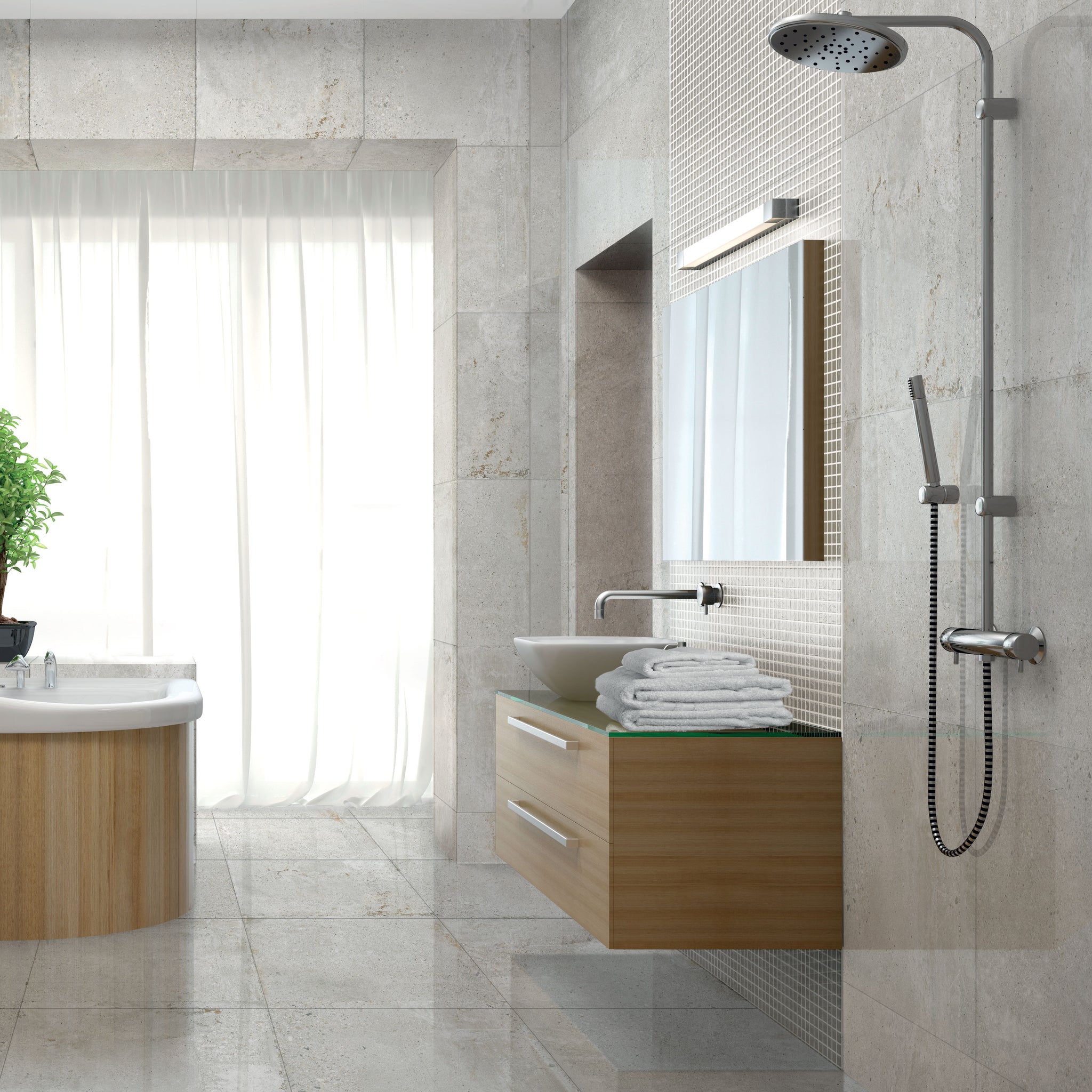 Stone Cement Salle de bain Blanc / Stone Cement Bathroom White